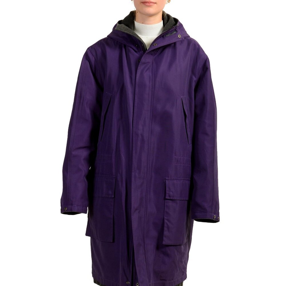 Versace Sport Women's Wool Reversible Hooded Full Zip Coat US 50 IT 60